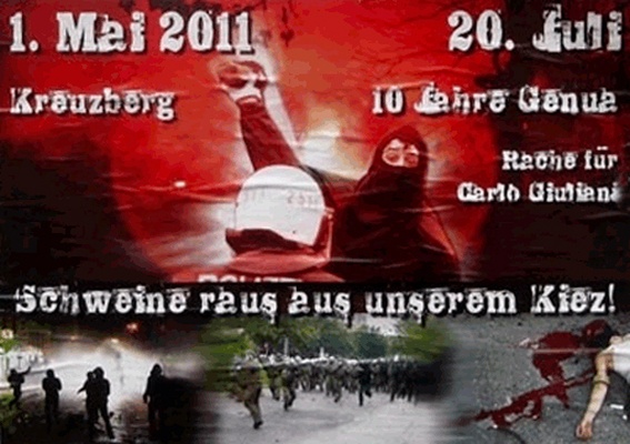 2011 Anarchistisches Plakat in Gedenken an Carlo Guiliani 10 Jahre Genua